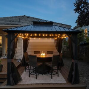 Cenador exterior PURPLE LEAF 3x3 m con luces y mosquitera