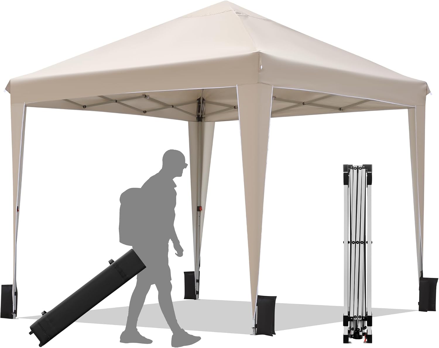Carpa Plegable BONTEC 3x3m Pop-Up, Resistente y Rápida de Montar