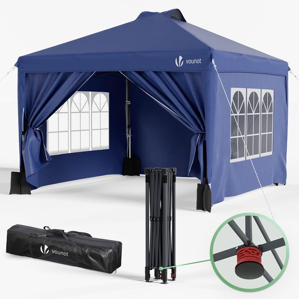 VOUNOT Carpa Plegable 3x3m con Botón Central, Azul