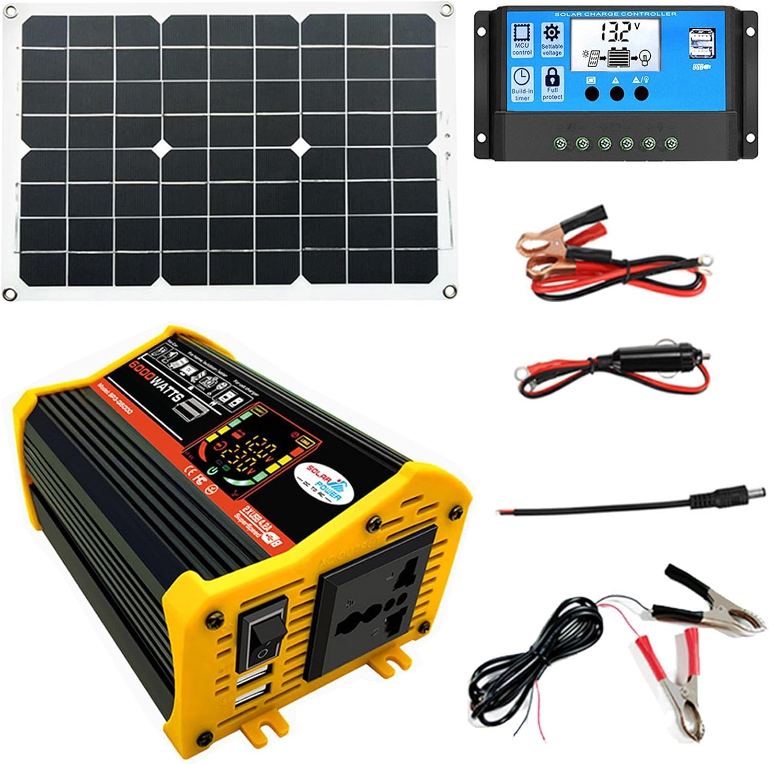 Sistema solar 6000W: generador, batería y inversor para camping