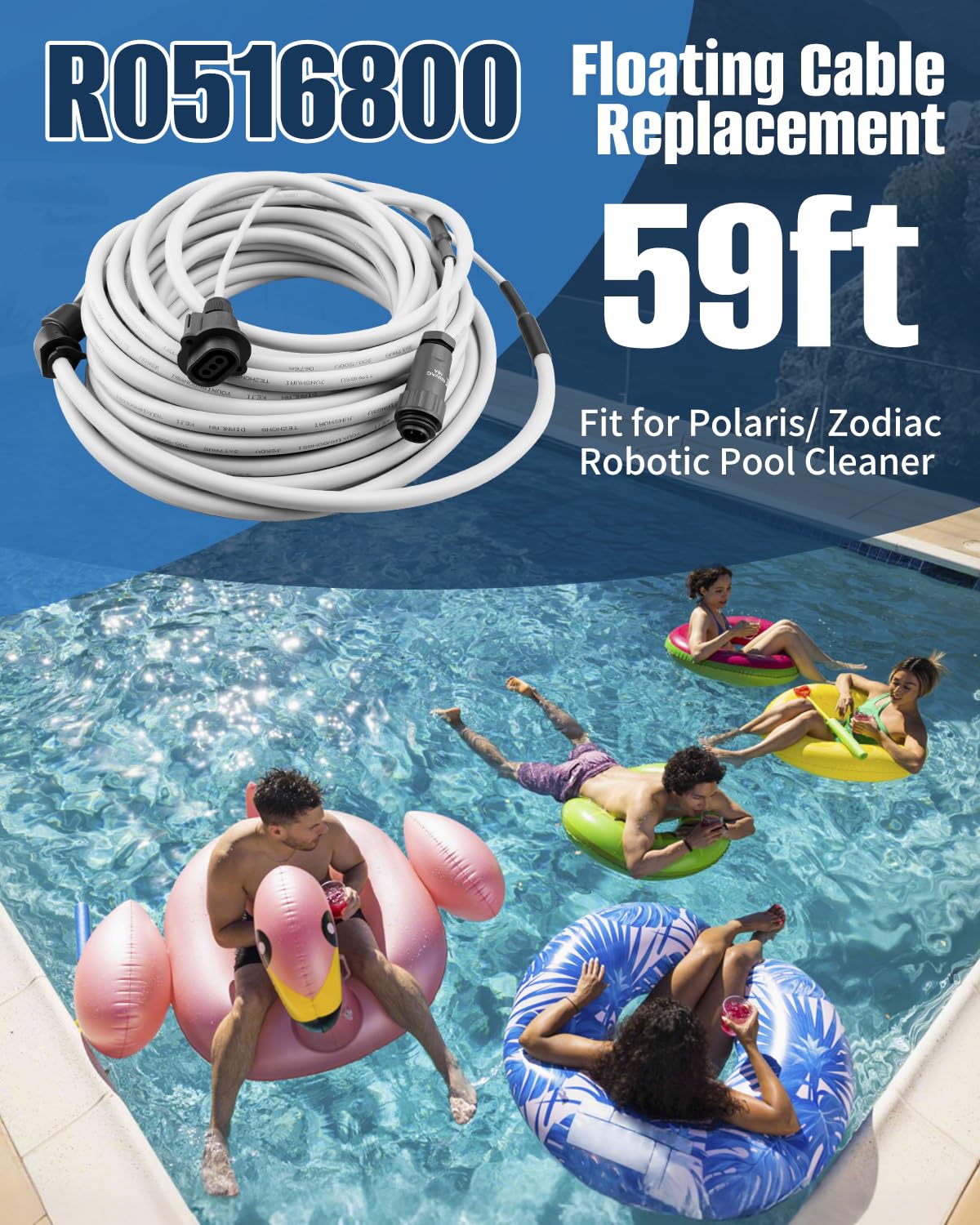Cable flotante 60 pies para robot piscina Zodiac/Polaris