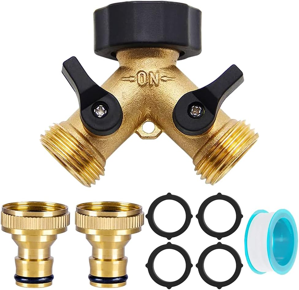 Distribuidor agua 2 vías 3/4" dorado con accesorios