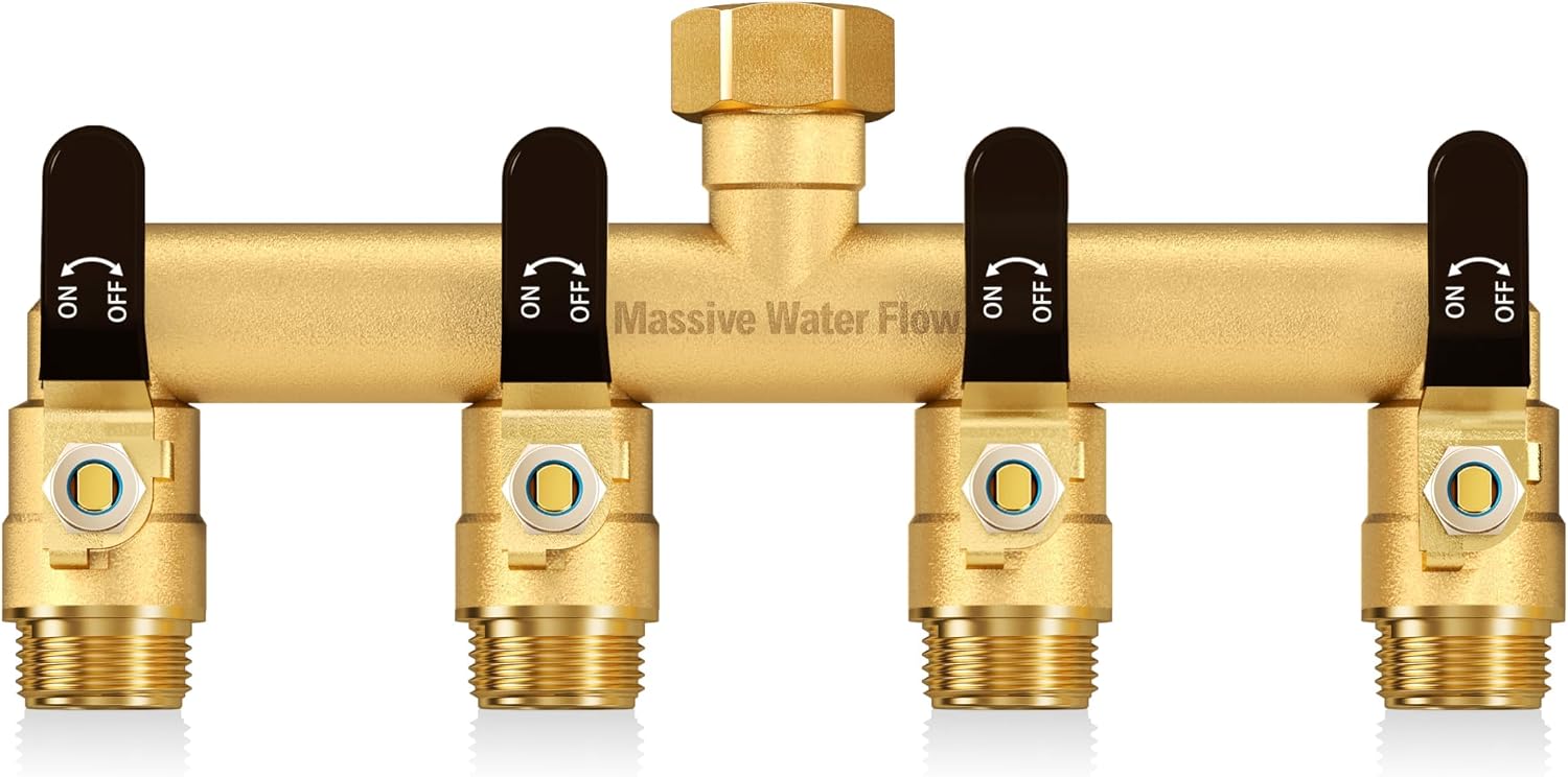 Distribuidor de agua de 4 vías 3/4" en latón