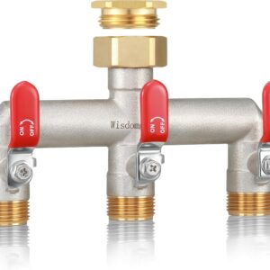 Distribuidor 3 vías latón 1" con mando rojo y adaptador 3/4"