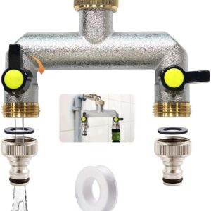Distribuidor agua 2 vías 3/4" con válvula de bola y adaptador 1/2"