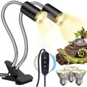 Lámpara calor reptiles KINGYEENUO 2x50W+1x25W UVB/UVA