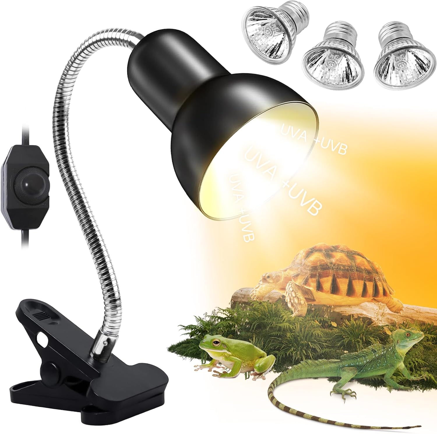 Lámpara de calor para reptiles con UVB y UVA ajustable