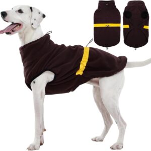 Kuoser Jersey polar para perro, abrigo ajustable y cálido, marrón, L