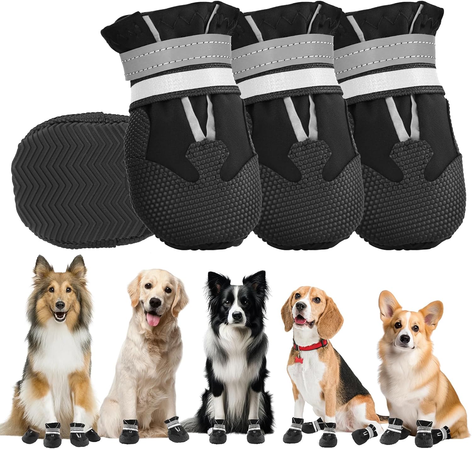 Protector patas perro 4 uds. QKURT impermeable reflectante