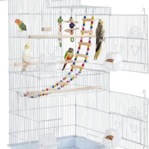 Jaula para pájaros pequeños Yaheetech 46x35x99 cm blanca