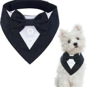 Pañuelo para perros Kuoser, bandana elegante y ajustable en negro XS