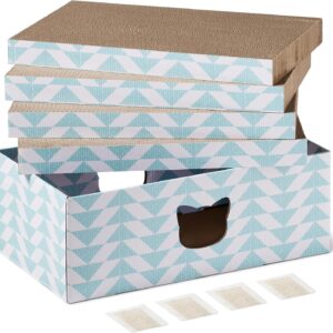 Rascador para gatos con caja y hierba gatera, Amazon Basics