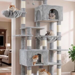 Heybly Torre Rascador para Gatos Grandes 193 cm, Gris