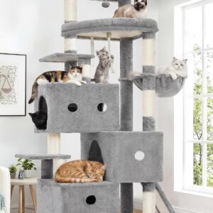 Heybly Rascador XXL para Gatos hasta 188 cm | Torre con 3 Cuevas