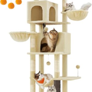 Feandrea Torre Gatos 175 cm, Rascador Multinivel Beige