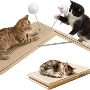 Rascador plegable para gatos con sisal y juguetes