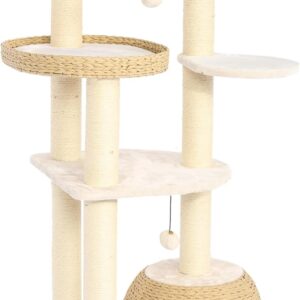 KAMABOKO Árbol para gatos moderno 53" con sisal natural