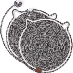 Alfombra rascador gatos 2 piezas gris con juguete