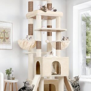 Globlazer Árbol Rascador Beige XXL 200 cm para 3-5 gatos grandes