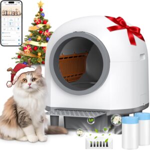 Arenero Automático XXL para Gatos 80L, Autolimpieza y Silencioso
