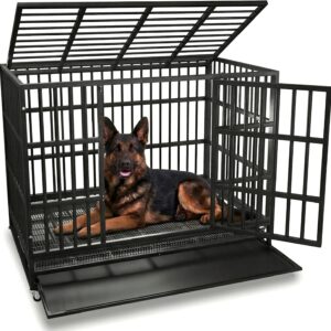 Jaula Oranland XL resistente para perros, 48/38" con ruedas