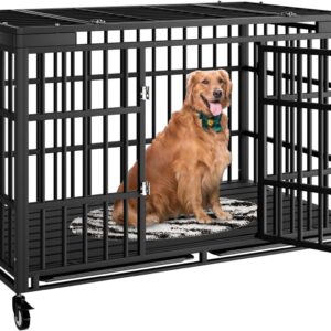 Jaula indestructible 54" para perros grandes con ruedas