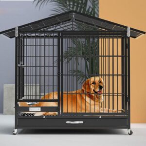 Jaula para perros resistente con puerta de alimentación