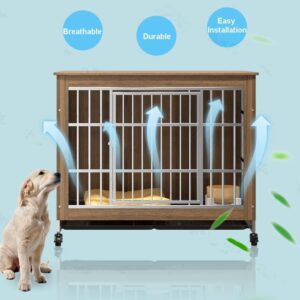 Jaula multifuncional para perros con bandeja y ruedas