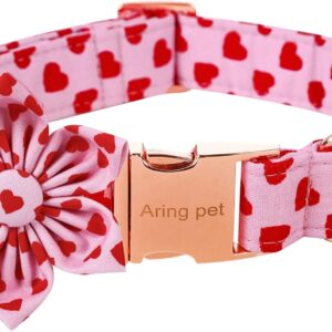 Collar San Valentín ARING PET - Rosa con corazones y flor