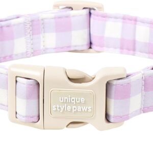 Collar a cuadros para perro en morado - Ajustable y suave