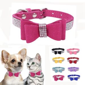 Collar diamantes rosa para perras pequeñas ajustable