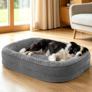 Cama ortopédica para perros Pawk, 89x63 cm, gris