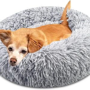 Brevanza Cama Perro Cómodo y Cálida - Felpa gris Ø50cm