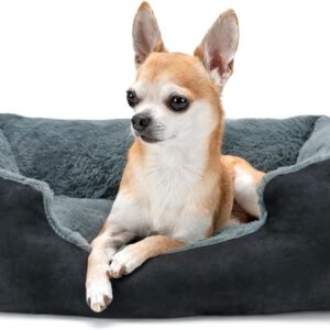 lionto Cama para perros con cojín (S) 50x37 cm gris/negro