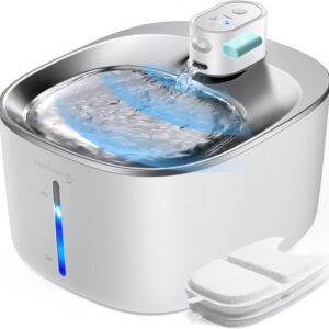 FEELNEEDY Fuente Gatos Sin Cable, Sensor Movimiento, 4L con Batería