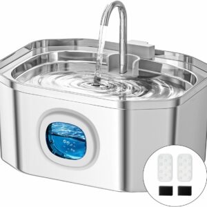 Fuente agua gatos 3.2L APAUK acero inoxidable LED y filtro