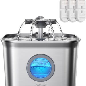 Fuente gatos acero inoxidable 2.8L, FEELNEEDY