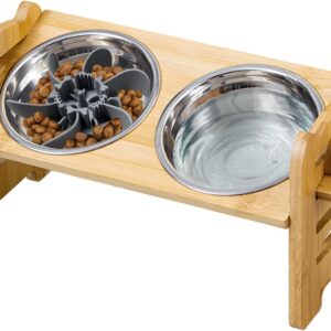 Comedero elevado ajustable para perros y gatos | DOKKOME