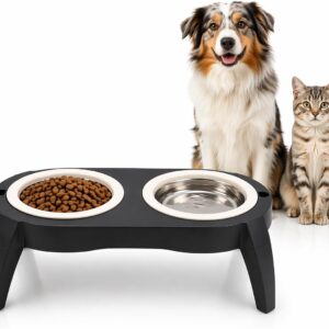 Comedero doble elevado Cruban para perros y gatos