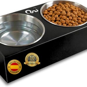 Comedero elevado MICOLITA para perros/gatos pequeños (Negro, S)