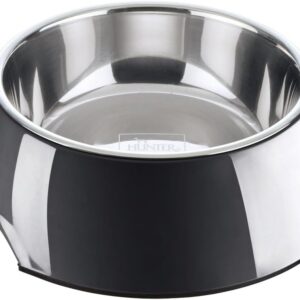 Comedero Hunter negro 1,4 L en acero inoxidable