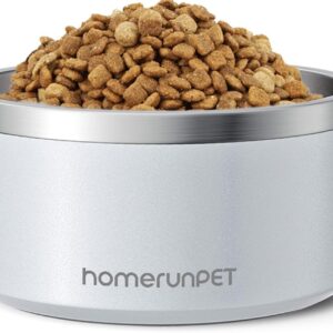 HomeRunPet Comedero Acero Inoxidable 1L con Base Antideslizante