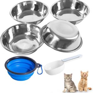 4 cuencos acero inoxidable para mascotas 12 oz