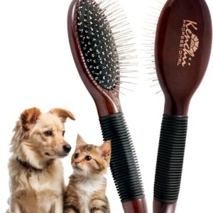 Kenchii Cepillo metal para mascotas | Madera y agarre antideslizante