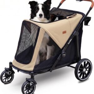 Cochecito plegable para perros/gatos hasta 50 kg (marrón)