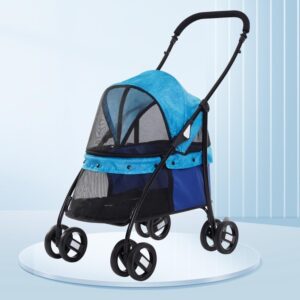 Cochecito plegable para mascotas hasta 15 kg - Azul