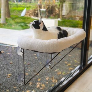 Zakkart Percha Ventana Gato 100% Metal con Cama Cálida