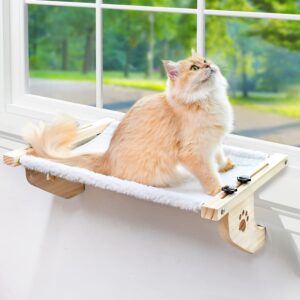 AMOSIJOY Hamaca para gatos grande con marco de madera