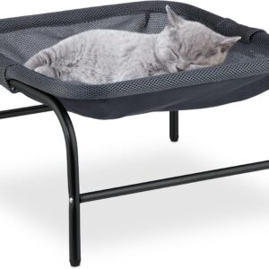 Cama elevada para gatos Relaxdays, 27x45x45 cm, gris y negro