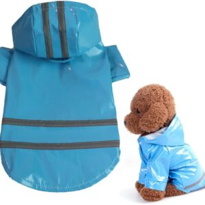 Chubasquero para perros XL azul con capucha y reflectantes CULEO